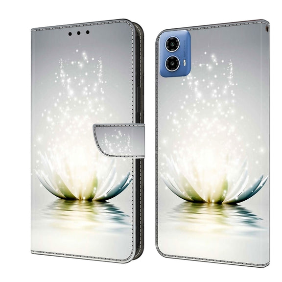 For Motorola Moto G24 Power Crystal 3D Shockproof Protective Leather Phone Case(Light Lotus)