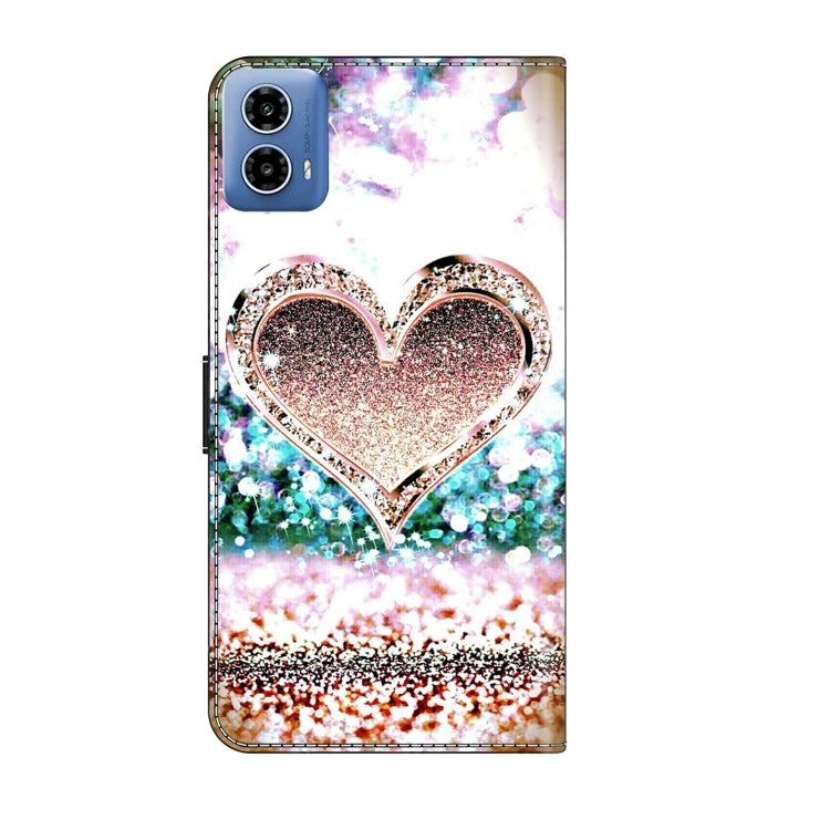 For Motorola Moto G24 Power Crystal 3D Shockproof Protective Leather Phone Case(Pink Diamond Heart)