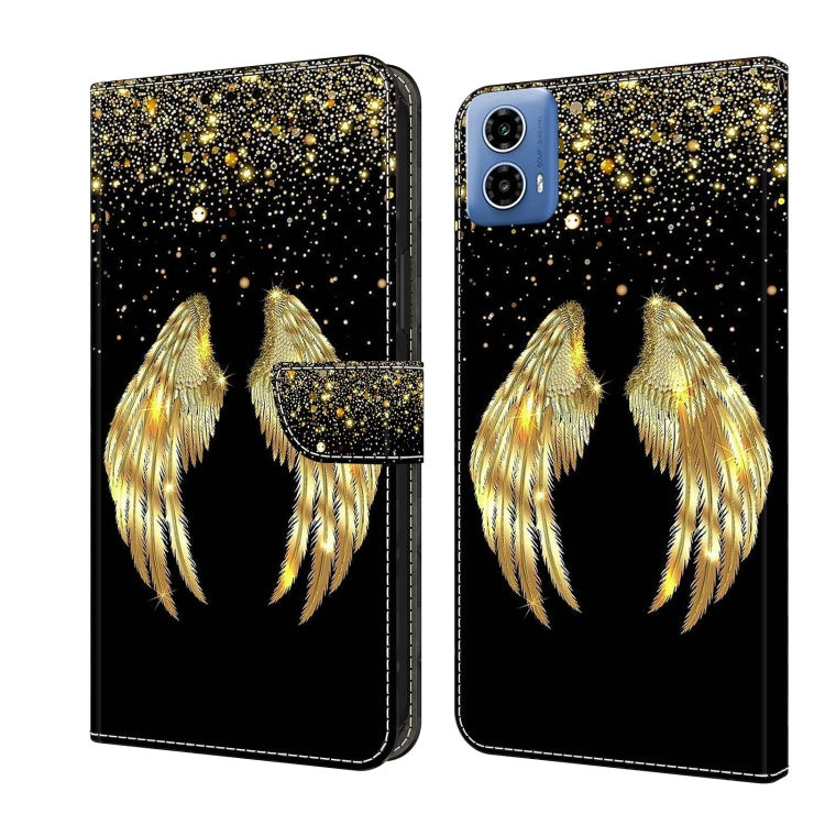 For Motorola Moto G24 Power Crystal 3D Shockproof Protective Leather Phone Case(Golden Wings)