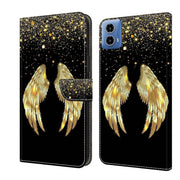 For Motorola Moto G24 Power Crystal 3D Shockproof Protective Leather Phone Case(Golden Wings)