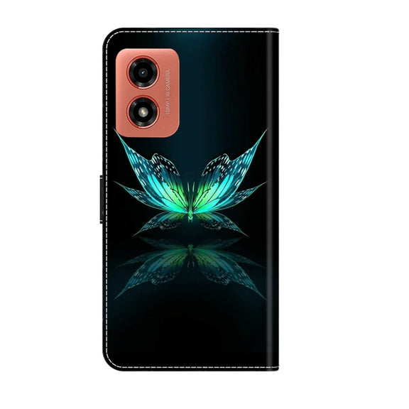 For Motorola Moto G04 Crystal 3D Shockproof Protective Leather Phone Case(Reflection Dutterfly)