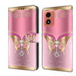 For Motorola Moto G04 Crystal 3D Shockproof Protective Leather Phone Case(Pink Bottom Butterfly) - Motorola Cases by PMC TechLife | Online Shopping South Africa | PMC TechLife | Buy Now Pay Later Mobicred