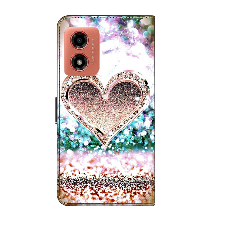 For Motorola Moto G04 Crystal 3D Shockproof Protective Leather Phone Case(Pink Diamond Heart)