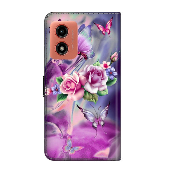 For Motorola Moto G04 Crystal 3D Shockproof Protective Leather Phone Case(Butterfly)