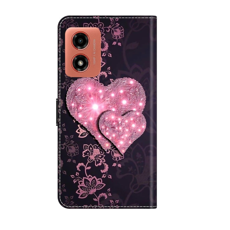 For Motorola Moto G04 Crystal 3D Shockproof Protective Leather Phone Case(Lace Love)