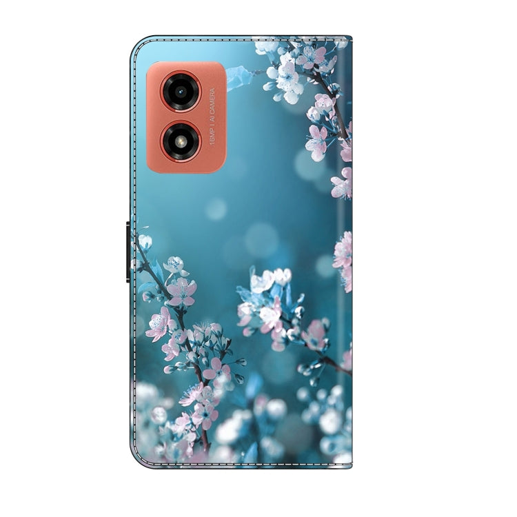 For Motorola Moto G04 Crystal 3D Shockproof Protective Leather Phone Case(Plum Flower)