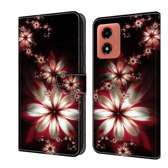 For Motorola Moto G04 Crystal 3D Shockproof Protective Leather Phone Case(Fantastic Flower)