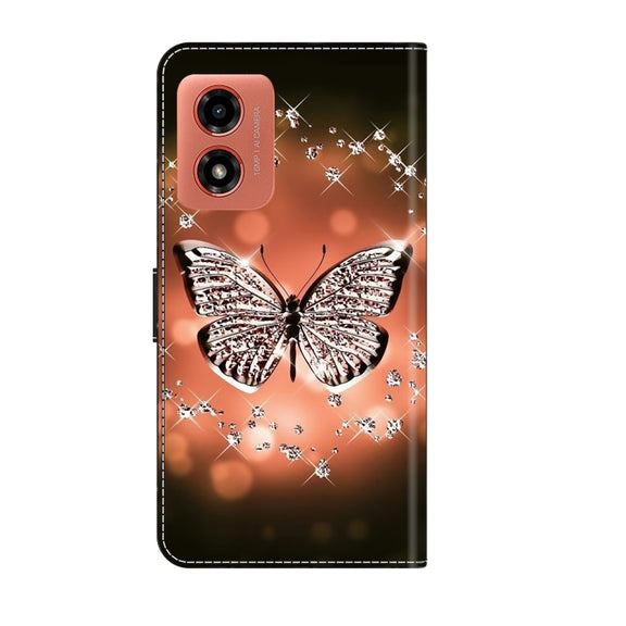 For Motorola Moto G04 Crystal 3D Shockproof Protective Leather Phone Case(Crystal Butterfly)