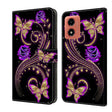 For Motorola Moto G04 Crystal 3D Shockproof Protective Leather Phone Case(Purple Flower Butterfly) - Motorola Cases by PMC TechLife | Online Shopping South Africa | PMC TechLife | Buy Now Pay Later Mobicred