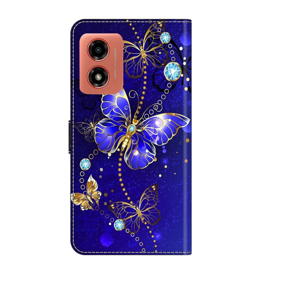 For Motorola Moto G04 Crystal 3D Shockproof Protective Leather Phone Case(Diamond Butterfly)