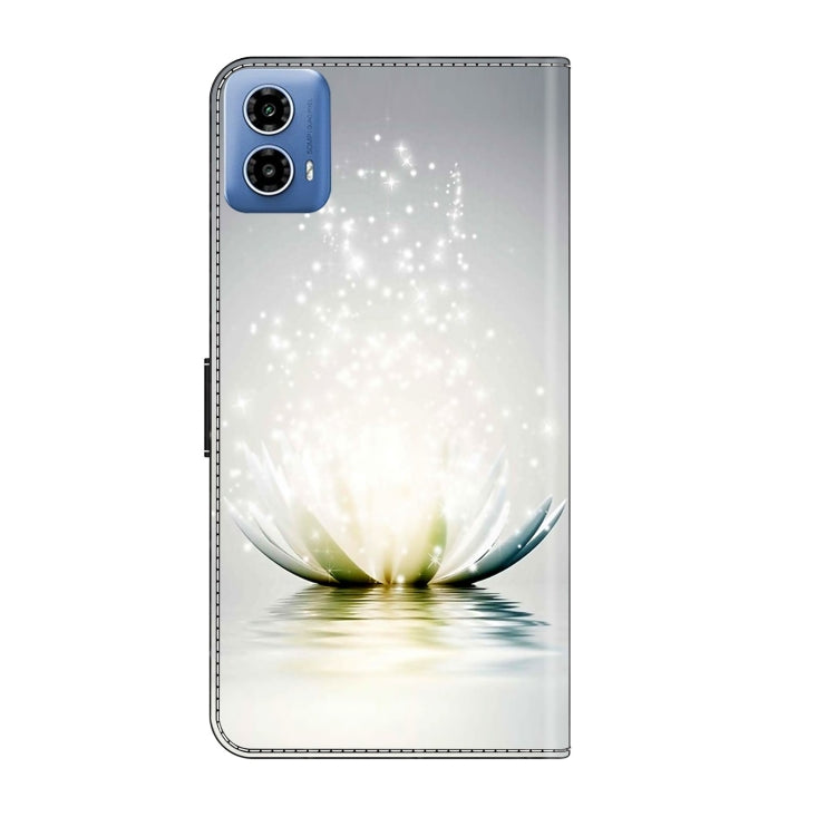 For Motorola Moto G34 Crystal 3D Shockproof Protective Leather Phone Case(Light Lotus)