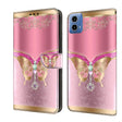 For Motorola Moto G34 Crystal 3D Shockproof Protective Leather Phone Case(Pink Bottom Butterfly) - Motorola Cases by PMC TechLife | Online Shopping South Africa | PMC TechLife | Buy Now Pay Later Mobicred