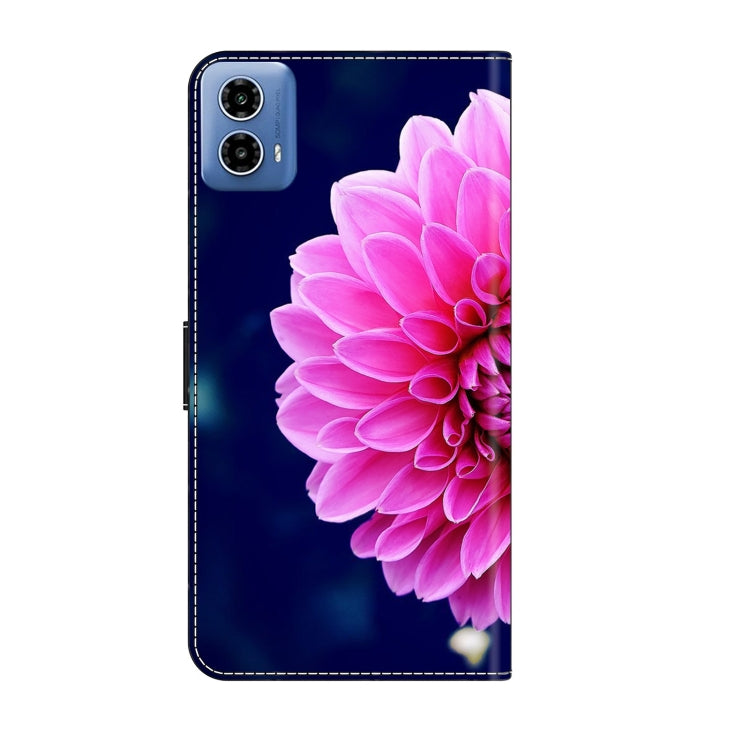 For Motorola Moto G34 Crystal 3D Shockproof Protective Leather Phone Case(Pink Petals)