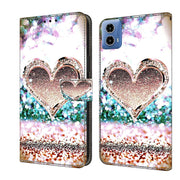 For Motorola Moto G34 Crystal 3D Shockproof Protective Leather Phone Case(Pink Diamond Heart)