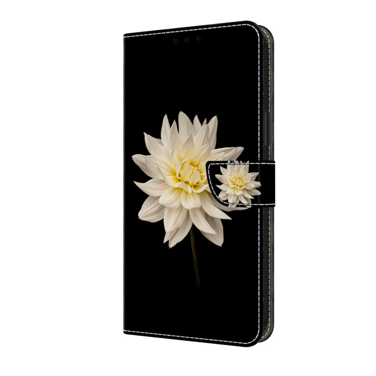 For Motorola Moto G34 Crystal 3D Shockproof Protective Leather Phone Case(White Flower)