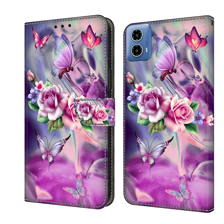 For Motorola Moto G34 Crystal 3D Shockproof Protective Leather Phone Case(Butterfly)