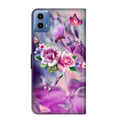 For Motorola Moto G34 Crystal 3D Shockproof Protective Leather Phone Case(Butterfly)