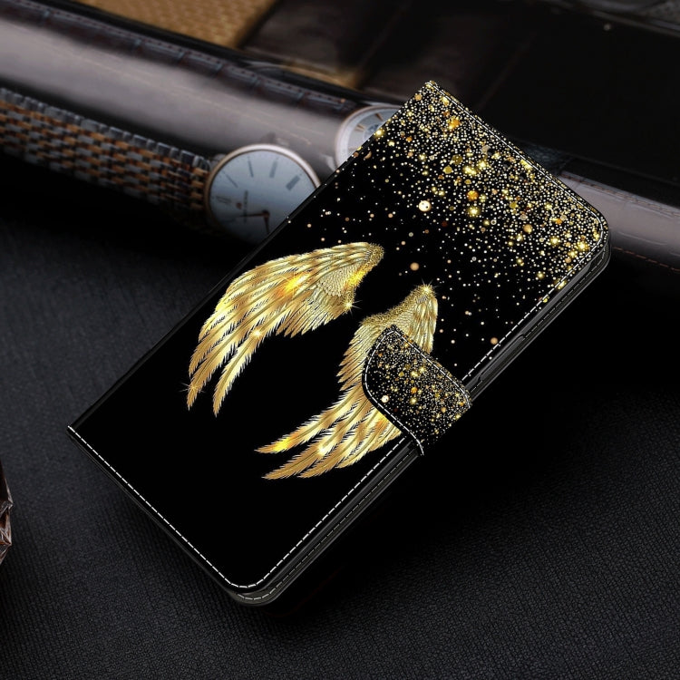 For Motorola Moto G34 Crystal 3D Shockproof Protective Leather Phone Case(Golden Wings)