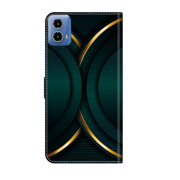 For Motorola Moto G34 Crystal 3D Shockproof Protective Leather Phone Case(Gold Outline)
