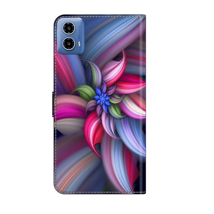 For Motorola Moto G34 Crystal 3D Shockproof Protective Leather Phone Case(Colorful Flower)