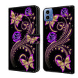 For Motorola Moto G34 Crystal 3D Shockproof Protective Leather Phone Case(Purple Flower Butterfly) - Motorola Cases by PMC TechLife | Online Shopping South Africa | PMC TechLife | Buy Now Pay Later Mobicred