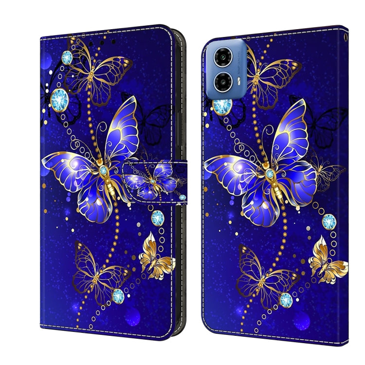 For Motorola Moto G34 Crystal 3D Shockproof Protective Leather Phone Case(Diamond Butterfly)