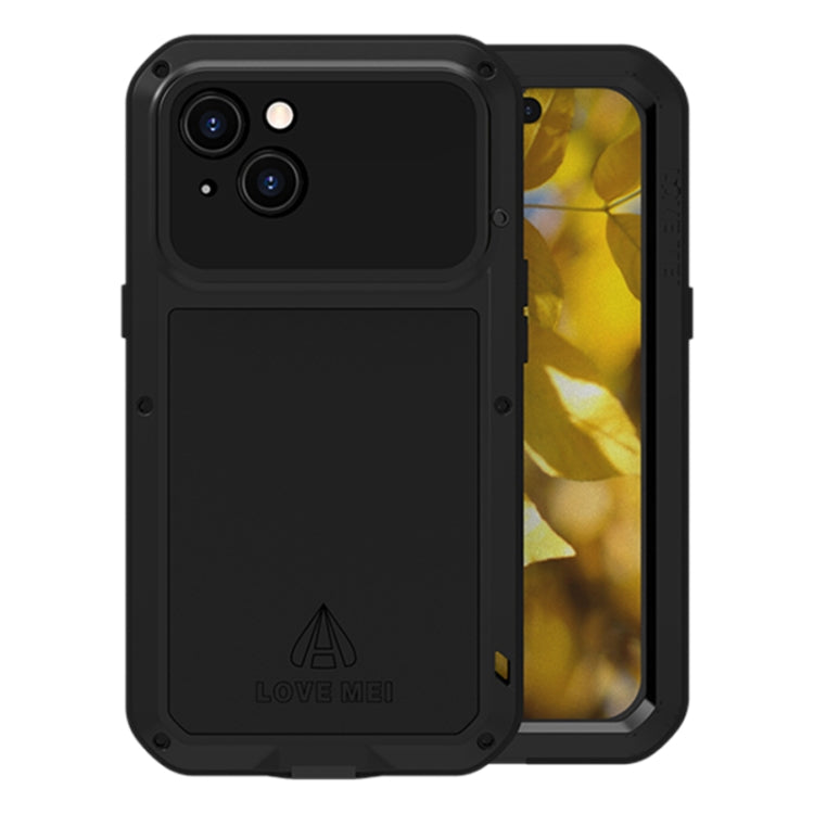 For iPhone 15 LOVE MEI Metal Shockproof Life Water-resistant Dustproof Phone Case(Black)