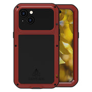 For iPhone 15 LOVE MEI Metal Shockproof Life Water-resistant Dustproof Phone Case(Red)