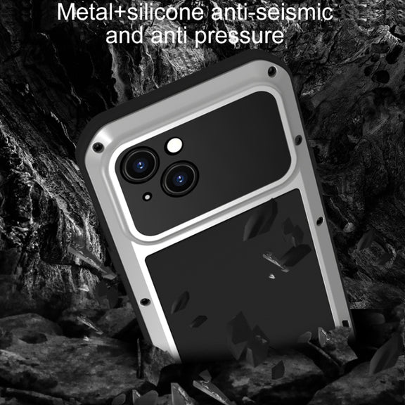 For iPhone 15 LOVE MEI Metal Shockproof Life Water-resistant Dustproof Phone Case(Red)