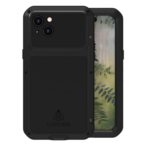 For iPhone 15 Plus LOVE MEI Metal Shockproof Life Water-resistant Dustproof Phone Case(Black)