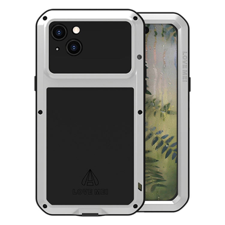 For iPhone 15 Plus LOVE MEI Metal Shockproof Life Water-resistant Dustproof Phone Case(Silver)