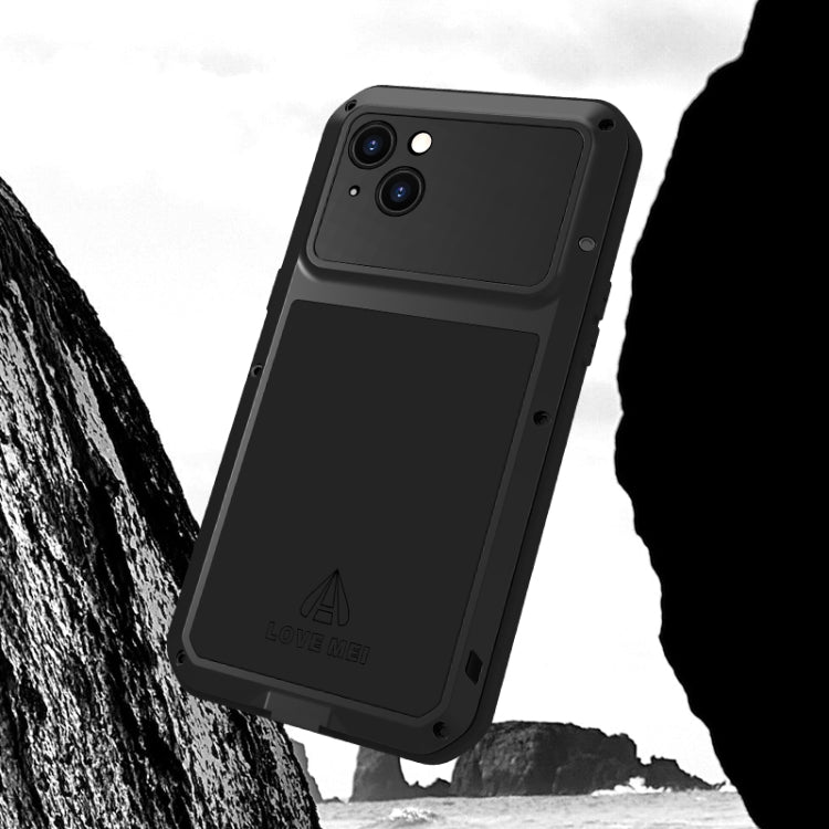 For iPhone 15 Plus LOVE MEI Metal Shockproof Life Water-resistant Dustproof Phone Case(Silver)
