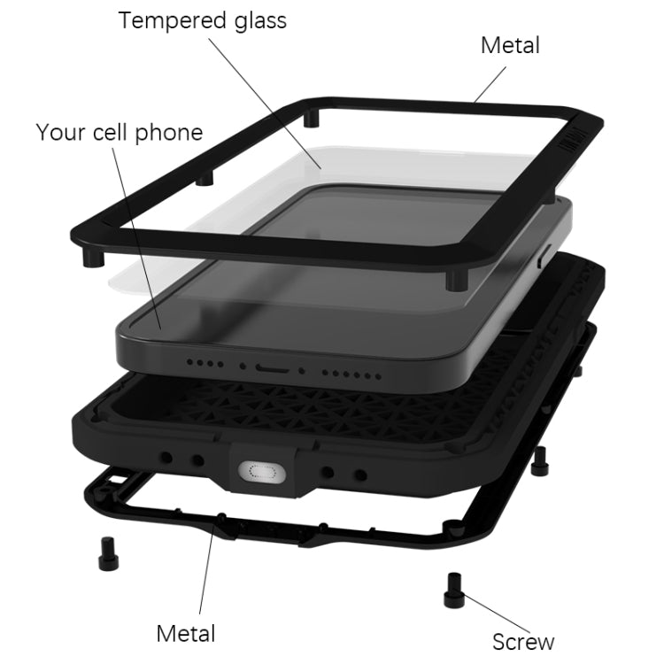 For iPhone 15 Plus LOVE MEI Metal Shockproof Life Water-resistant Dustproof Phone Case(Red)