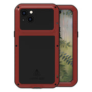 For iPhone 15 Plus LOVE MEI Metal Shockproof Life Water-resistant Dustproof Phone Case(Red)