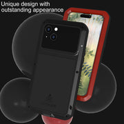 For iPhone 15 Plus LOVE MEI Metal Shockproof Life Water-resistant Dustproof Phone Case(Red)