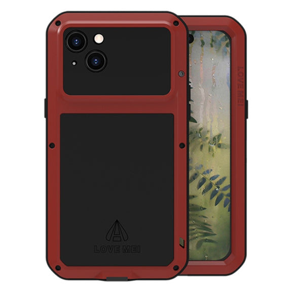 For iPhone 15 Plus LOVE MEI Metal Shockproof Life Water-resistant Dustproof Phone Case(Red)