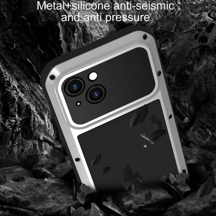 For iPhone 15 Plus LOVE MEI Metal Shockproof Life Water-resistant Dustproof Phone Case(Red)