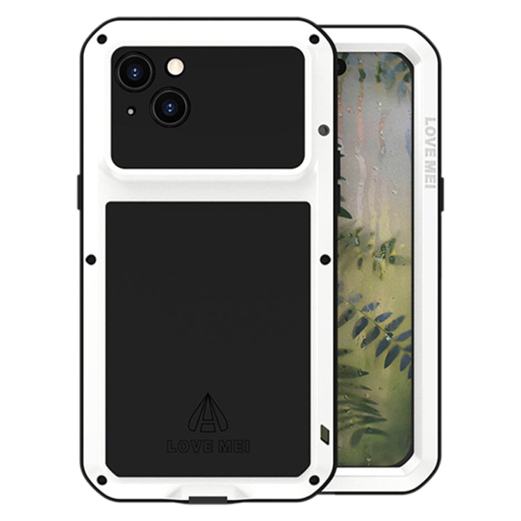 For iPhone 15 Plus LOVE MEI Metal Shockproof Life Water-resistant Dustproof Phone Case(White)