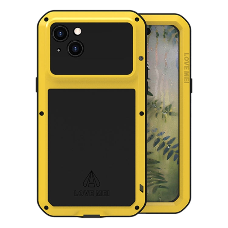 For iPhone 15 Plus LOVE MEI Metal Shockproof Life Water-resistant Dustproof Phone Case(Yellow)