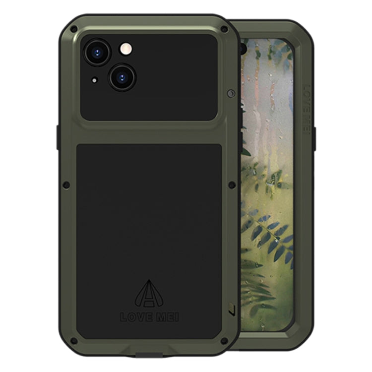 For iPhone 15 Plus LOVE MEI Metal Shockproof Life Water-resistant Dustproof Phone Case(Army Green)