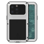 For iPhone 15 Pro LOVE MEI Metal Shockproof Life Water-resistant Dustproof Phone Case(Silver)