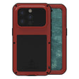 For iPhone 15 Pro LOVE MEI Metal Shockproof Life Waterproof Dustproof Phone Case(Red) - iPhone 15 Pro Cases by LOVE MEI | Online Shopping South Africa | PMC TechLife | Buy Now Pay Later Mobicred