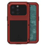 For iPhone 15 Pro LOVE MEI Metal Shockproof Life Water-resistant Dustproof Phone Case(Red)