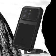 For iPhone 15 Pro LOVE MEI Metal Shockproof Life Water-resistant Dustproof Phone Case(Red)
