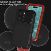For iPhone 15 Pro LOVE MEI Metal Shockproof Life Water-resistant Dustproof Phone Case(Red)