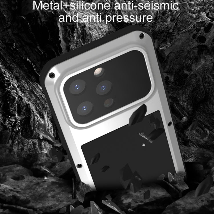 For iPhone 15 Pro LOVE MEI Metal Shockproof Life Water-resistant Dustproof Phone Case(Red)