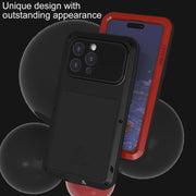 For iPhone 15 Pro Max LOVE MEI Metal Shockproof Life Water-resistant Dustproof Phone Case(Black)