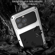 For iPhone 15 Pro Max LOVE MEI Metal Shockproof Life Water-resistant Dustproof Phone Case(Black)