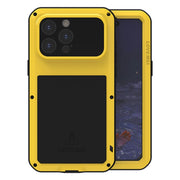 For iPhone 15 Pro Max LOVE MEI Metal Shockproof Life Water-resistant Dustproof Phone Case(Yellow)