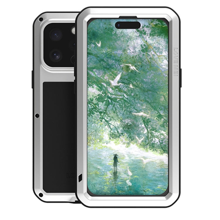 For iPhone 16 Pro Max LOVE MEI Metal Shockproof Life Water-resistant Dustproof Phone Case(Silver)